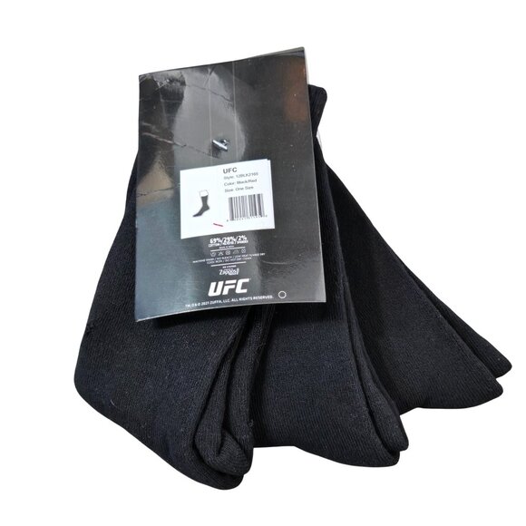 NWT | UFC 3 Pack Cotton Crew Socks Red Logo Moisture Control | One Size - Picture 2 of 4